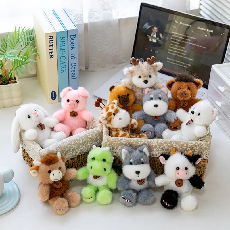 Forest Animal Plush Keychain Set – Bouncy Pals Calico Cat & Puppy Stuffed Charms, Cute Soft Bag Hanger Gifts for Kids